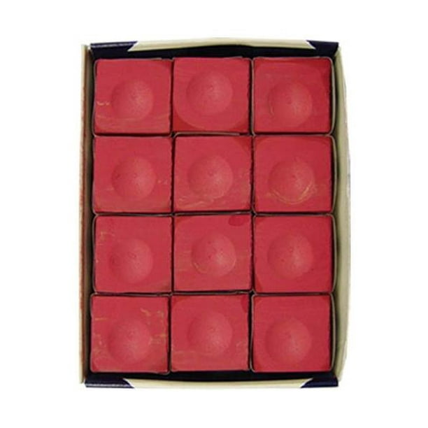 12 Pieces//BOX of RED Genuine SILVER CUP Pool Cue Tip Chalks